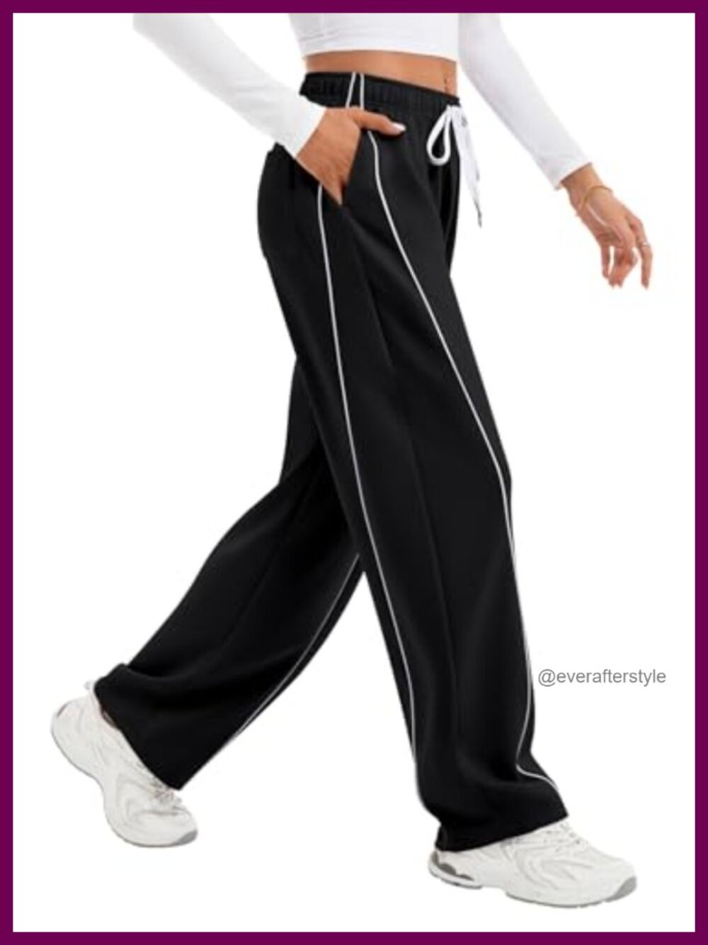 IVIR Women's High Waisted Barrel Wide Leg Track Pants Sweatpants